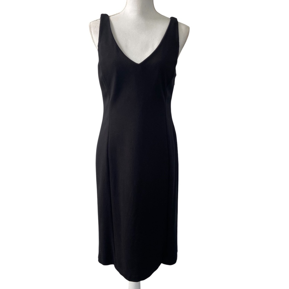 Eileen Fisher Black Ponte Knit Sleeveless Sheath Dress Medium Capsule System